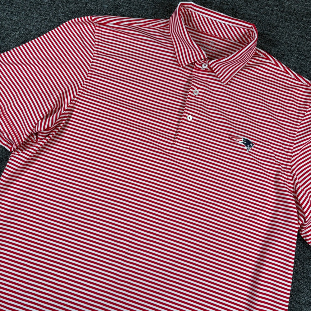 Vineyard Vines Polo Mens XL Red White Striped New England Patriots Performance
